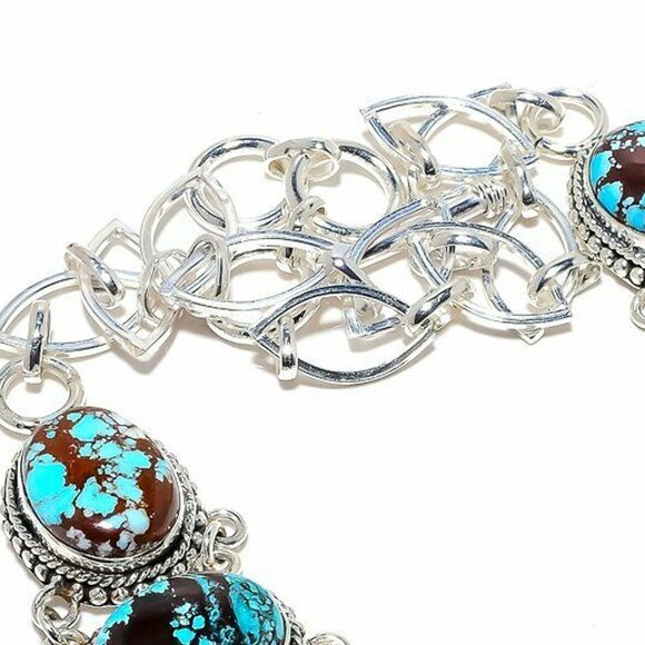 NEW - Tibetan Turquoise Stone Sterling Adjustable Necklace - Picture 5 of 7